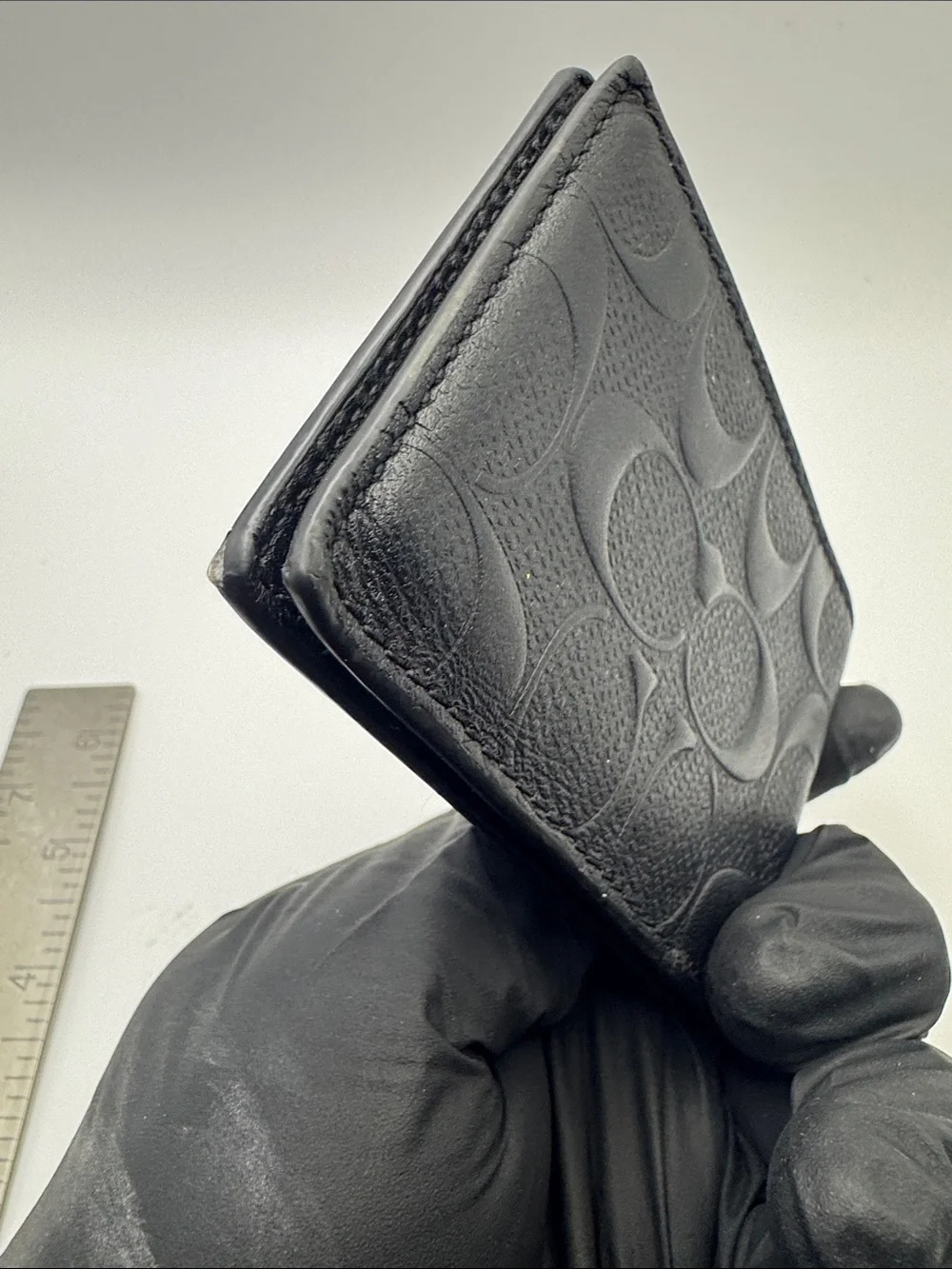 Coach Black Embossed Signature Slim Card Case
